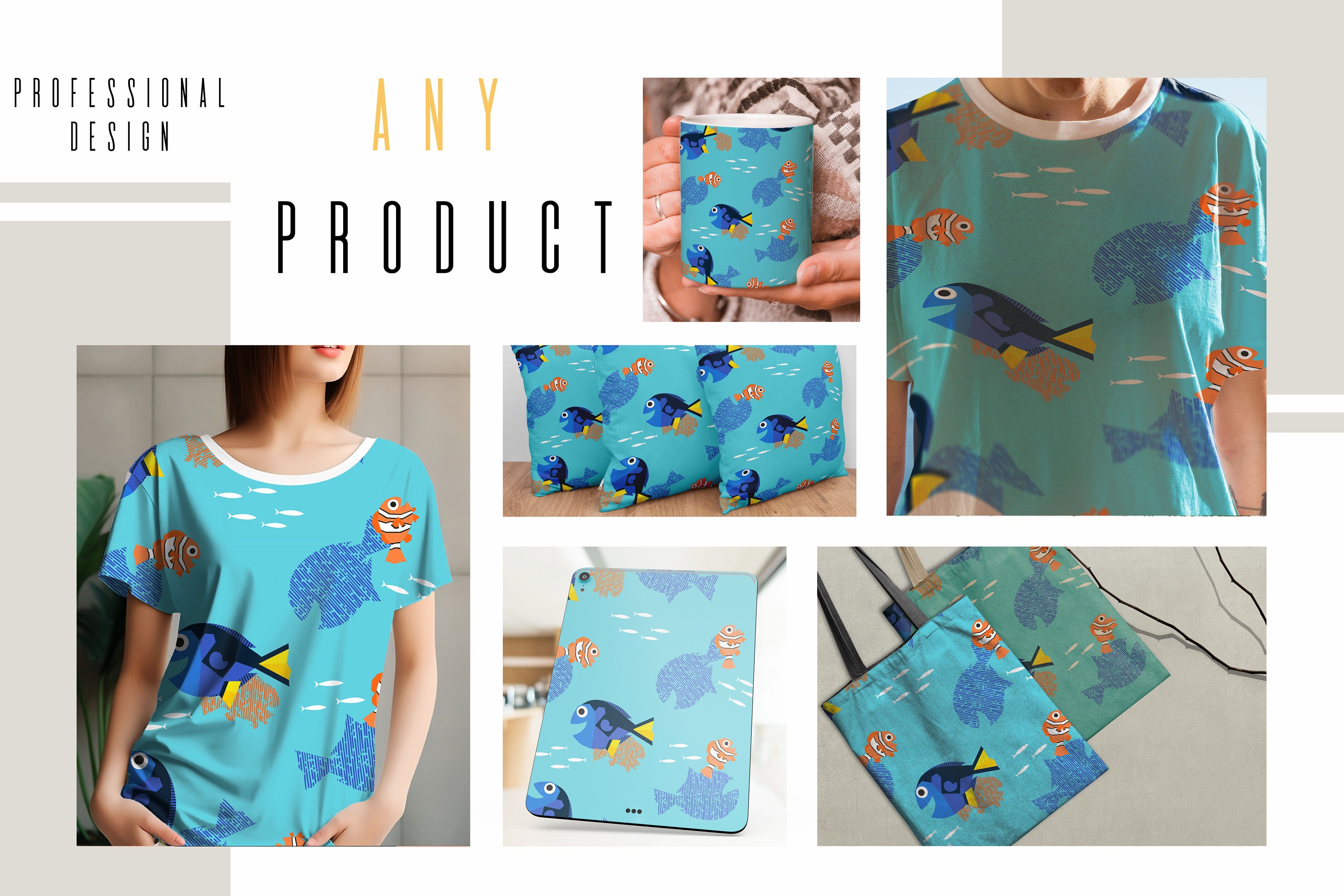 Nemo Seamless Pattern Editable SVG Vector for Cricut and Silhouette ...