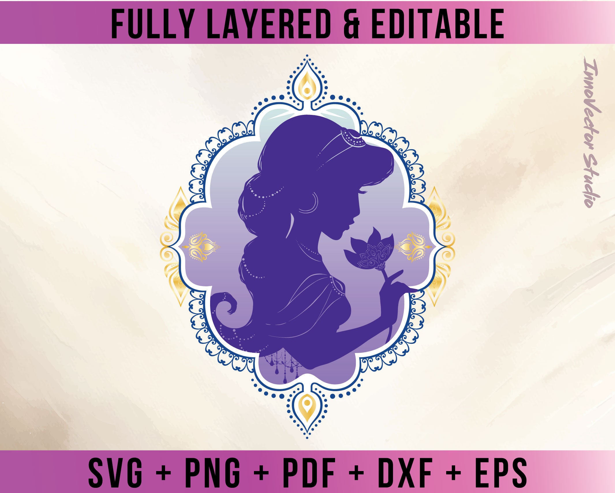 Jasmine Premium Layered SVG Vector for Cricut and Silhouette Digital File Download Png Pdf Dxf Clipart ALDD15