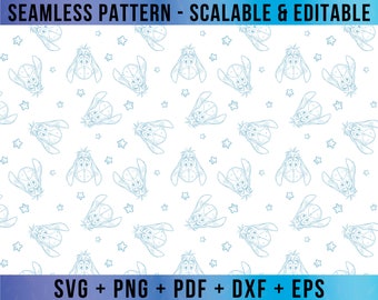 Eeyore Pooh nahtlose Muster bearbeitbar SVG Vektor für Cricut und Silhouette Digitale Datei Download Png Pdf Dxf Eps WTPDD31