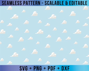 Toy Clouds Seamless Pattern Editable SVG Vector for Cricut and Silhouette Digital File Download Png Pdf Dxf Eps TSTDD04