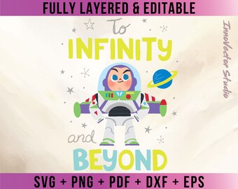 Vecteur SVG en couches premium pour Cricut et Silhouette à l'infini et au-delà des fichiers numériques Png Pdf Dxf Clipart TSTDD03