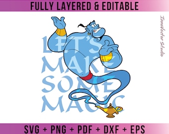 Vecteur SVG de qualité supérieure Génie pour Cricut et téléchargement de fichier numérique Silhouette Png Pdf Dxf Clipart ALDD09