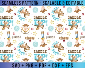 Juguetes Vaquero Patrón Sin Costuras Vector SVG Editable Para Cricut Y Silhouette Archivo Digital Descargar Png Pdf Dxf Eps TSTDD12