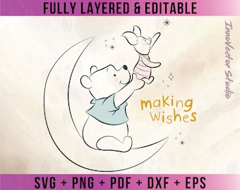 Vecteur SVG en couches de qualité supérieure ourson pour Cricut et téléchargement de fichier numérique Silhouette Png Pdf Dxf Clipart WTPDD35