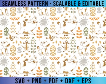 Lion King Seamless Pattern Editable SVG Vector for Cricut and Silhouette Digital File Download Png Pdf Dxf Eps LKDD41