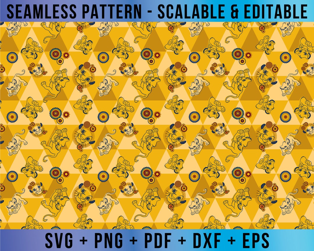 Lion King Pattern Editable SVG Vector for Cricut and Silhouette Digital ...