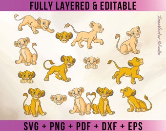 Lion King Characters Premium Layered SVG Vector for Cricut and Silhouette Digital File Download Png Pdf Dxf Clipart LKDD55