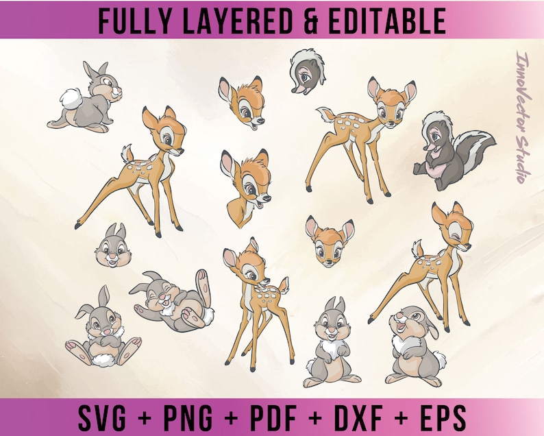 Bambi Characters Premium Layered Editable SVG Vector for Cricut and ...