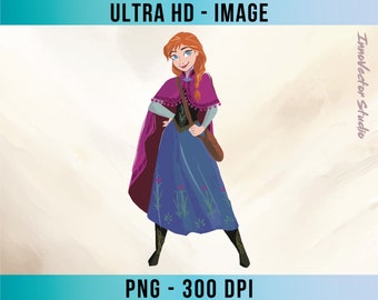 Gefrorene Prinzessin Aquarell hohe Auflösung transparente PNG-Bild Premium-Qualität Digital File Download Clipart FRDD14