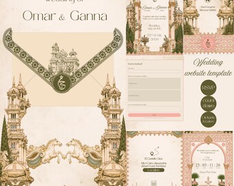 Luxury Palace Wedding Website Template with Interactive RSVP | Royal European Canva