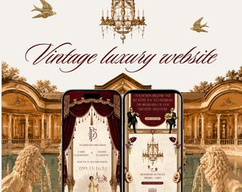 Luxe vintage website met vintage illustraties | RSVP, aftelfunctie, klikbare locatie & muziek