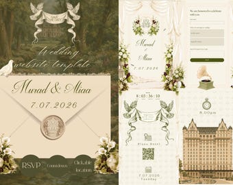 Old Money Wedding Website Template with RSVP countdown: Classic Lace Digital Invitation