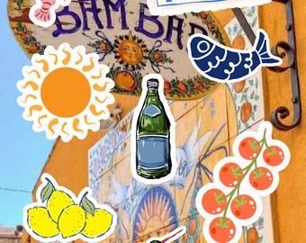 Italiaans zomerse ephemera-pakket | Kustreizen Clipart | Mediterrane plannerstickers | Afdrukbare png-elementen