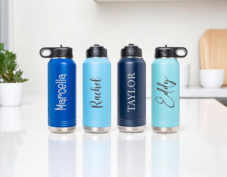 Personalized Laser Engraved Water Bottle W Straw, 20oz 32oz 40oz Custom ...