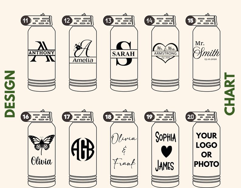 Personalized Laser Engraved Water Bottle W Straw, 20oz 32oz 40oz Custom ...