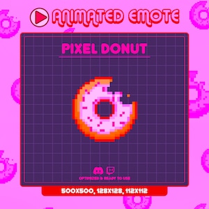 Pixel Donut Animated Emotes for Twitch & Discord | Animated gif Digital Downloads