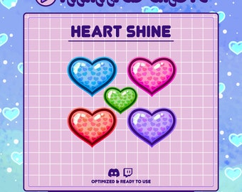 Heart Shine Animated Emotes 5 color for Twitch & Discord | Animated gif Digital Downloads