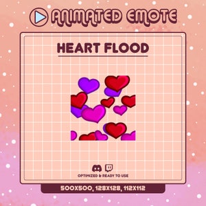 Heart Flood Animated Emotes for Twitch & Discord | Animated gif Digital Downloads