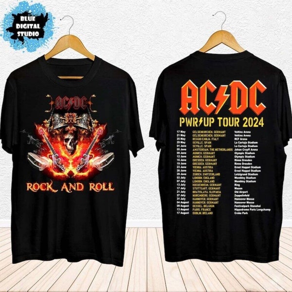 Maglietta ACDC Pwr Up World Tour 2024, grafica ACDC della rock band, regalo per i fan della band ACDC