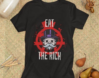 Eat the Rich T-Shirt, Punk Rock Rebellion Shirt, Grafik Tee mit kraftvollem Slogan, Unisex Protest Mode