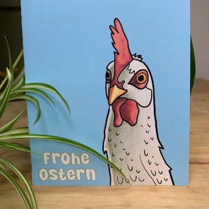 Cartão de Páscoa ilustrado Cartão dobrável Cartão de feliz Páscoa "Galinha Branca"