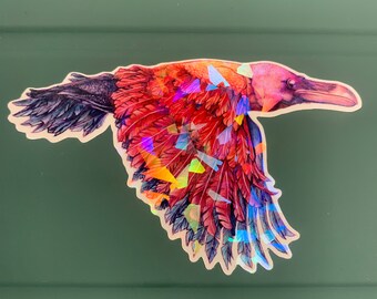 Holographic Glitter Sticker "Rainbow Raven"