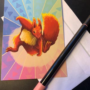 Carte postale illustrée "Super Écureuil" - Carte de vœux originale pour les meilleurs amis, frères et sœurs, personnes préférées