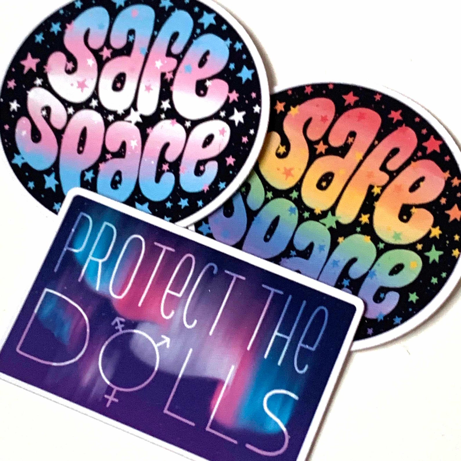 Trans Safe Space Sign Statement Stickers: