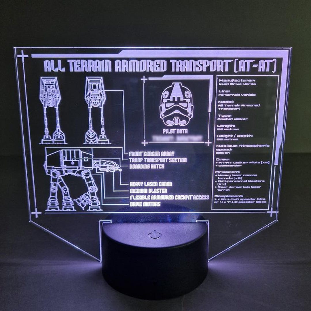 Star Wars AT-AT Illuminated Data Display Panel - LED, Acrylic, Sign ...
