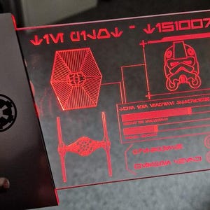 TIE Fighter datapad - illuminated, star wars, LED, Acrylic, Edge lit, prop, cosplay, display.