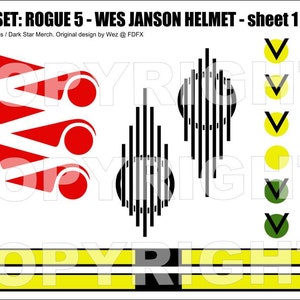 Helmet decal set (2 sheets) – Star Wars ‘Wes Janson’ - FREE UK POSTAGE