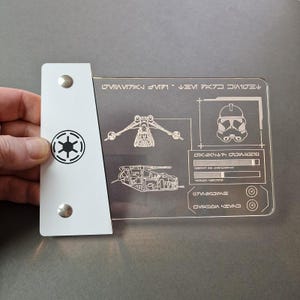 Galactic Clone Gunship datapad - illuminated, star wars, LED, Acrylic, Edge lit, prop, cosplay, display.