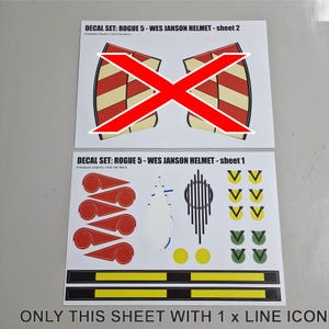 Helmet decal set (1 sheet only - Not Full Set - Seconds) – Star Wars Rogue 5 ‘Wes Janson’ - FREE UK POSTAGE