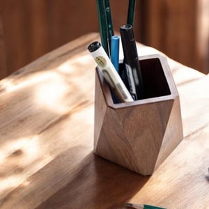 Wooden Pen Holder – Desk Organizer Container for Office, Stationery Storage