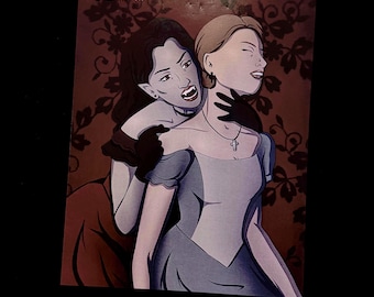 Girl Vampires Red Wine Supernova WLW Art Print