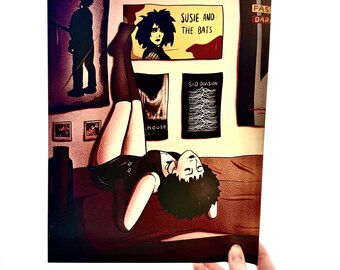 80s Goth Girl Dorm Parody Art Print