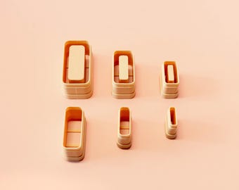 Rounded Rectangle Emboss Clay Cutter Set UK | Polymer Clay Earrings | Textured Jewellery Tools | 10x20–20x40mm