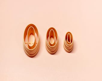 Juego de cortadores de arcilla ovalados para contornos (Reino Unido) / Cortadores de bordes para arcilla polimérica / Herramientas para hacer pendientes / 10–30 mm