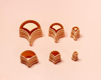 Juego de cortadores de relieve Ginkgo / Pendientes de arcilla polimérica / Herramientas de textura botánica / 10–30 mm