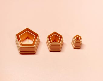 Juego de cortadores de arcilla con incrustaciones pentagonales / Pendientes de arcilla polimérica / Herramientas para la fabricación de joyas / 10–30 mm