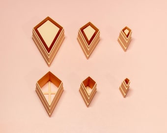 Juego de cortadores de arcilla con relieve de cometa / Pendientes de arcilla polimérica / Herramientas para joyería texturizada / 10–30 mm