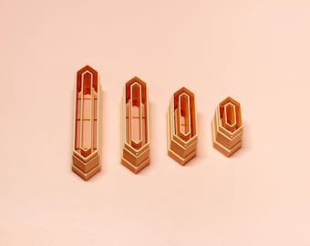 Cortadores de arcilla hexagonales largos / Juego de herramientas para hacer pendientes de arcilla polimérica (10x20-10 x 50 mm)