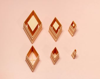 Juego de cortadores de arcilla con relieve de diamante / Pendientes de arcilla polimérica / Herramientas para joyería texturizada / 10–30 mm