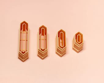 Juego de cortadores hexagonales largos para incrustaciones / Pendientes de arcilla polimérica / Herramientas para la fabricación de joyas / 10x20–10 x 50 mm
