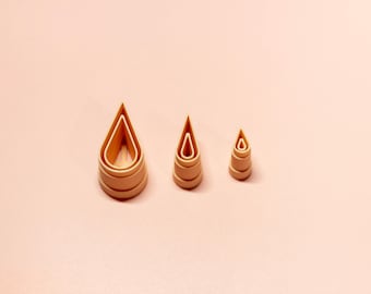 Juego de cortadores de arcilla con forma de lágrima para incrustaciones / Pendientes de arcilla polimérica / Herramientas para la fabricación de joyas / 10x20–20 x 40 mm