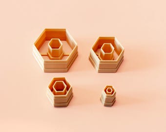 Hexagon Frame Clay Cutter Set UK | Geometric Frame Polymer Clay Cutters | Earring Making Tools | 10–40mm
