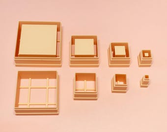 Square Emboss Clay Cutter Set UK | Polymer Clay Earrings | Jewellery Making Tools | 10–50mm