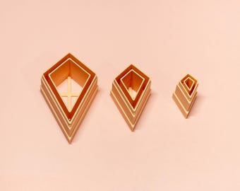 Juego de cortadores de arcilla con forma de cometa / Cortadores de bordes para arcilla polimérica / Herramientas para hacer pendientes / 10–30 mm