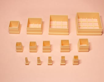 Cortadores cuadrados para arcilla polimérica / Juego de 14 herramientas para joyería (4–50 mm)
