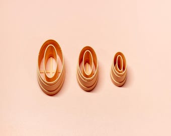 Juego de cortadores ovalados para incrustaciones de arcilla (Reino Unido) / Pendientes de arcilla polimérica / Herramientas para la fabricación de joyas / 10–30 mm